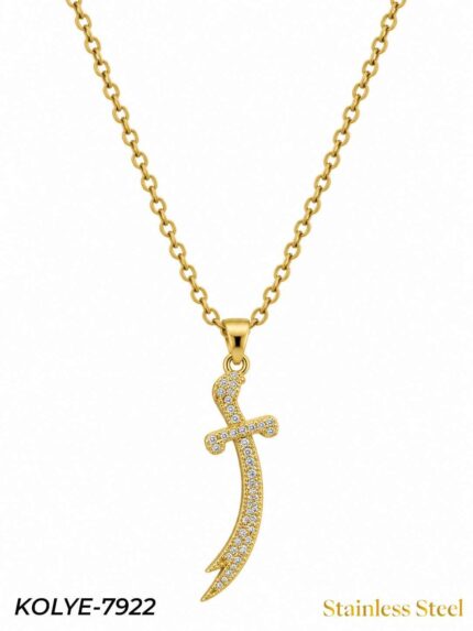 Steel Zülfikar Sword Necklace, 45 cm // Necklace-7922