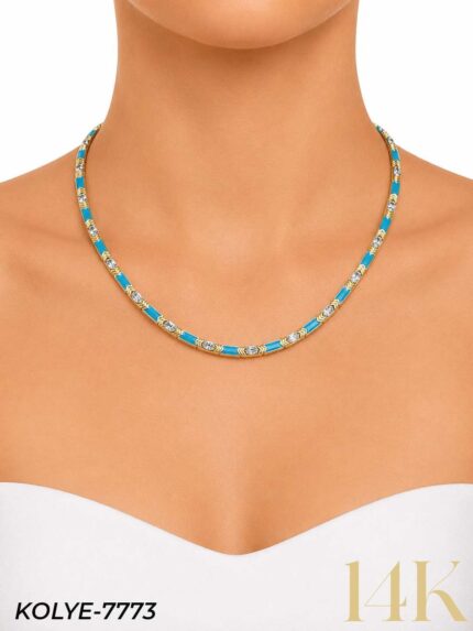 Enamel Necklace, Blue // Necklace-7773